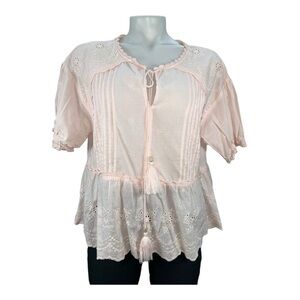 Penelope Rose Light Elegant Pink Blouse Size L 100% Cotton